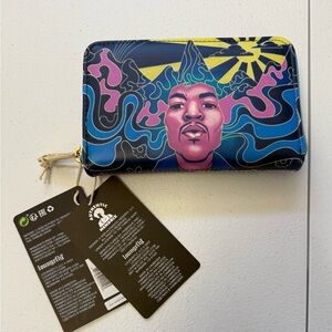 Authentic Hendrix Loungefly Psychedelic Blue and Pink Zip Wallet